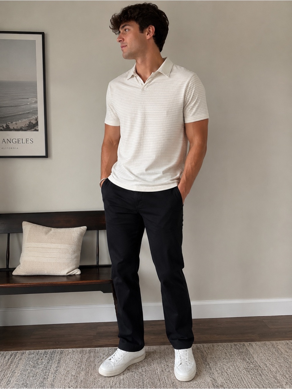 UNTUCKit White Striped Polo